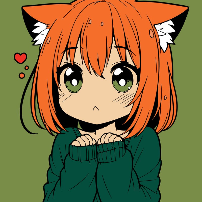 shy anime catgirl