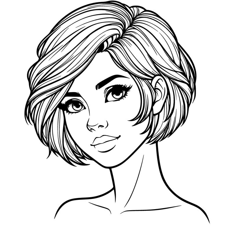 realistic woman with short styled hair