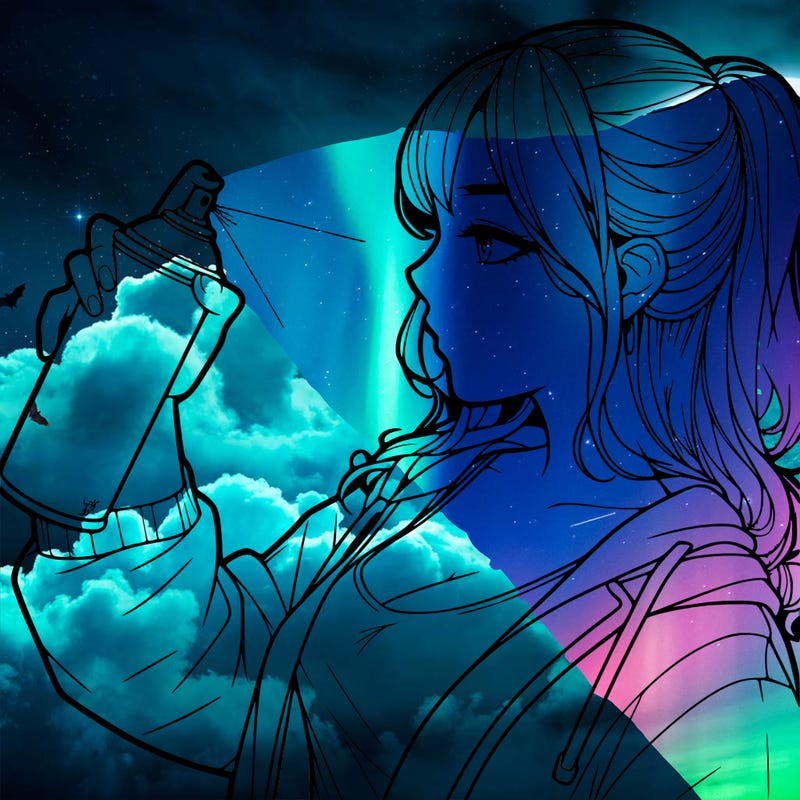 a realistic girl spray, painting