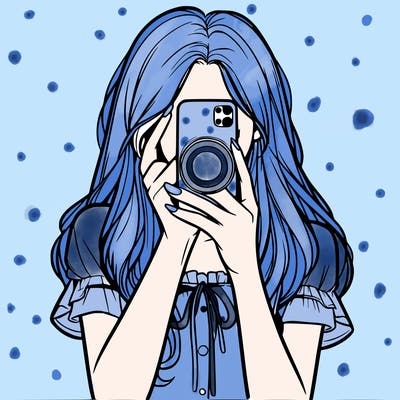 a realistic girl holding her phone taking pictures