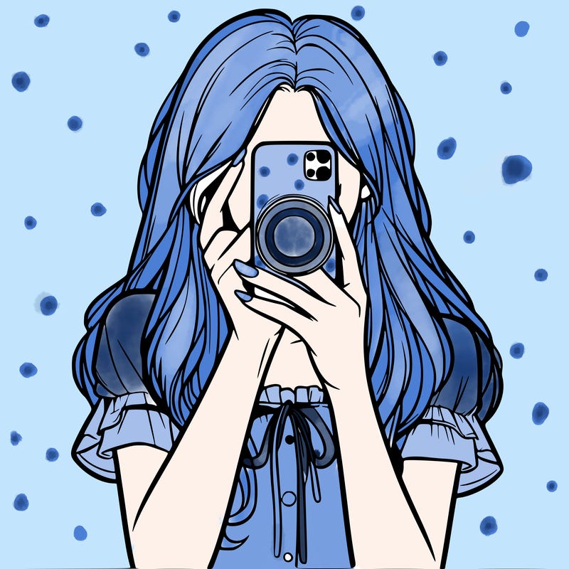 a realistic girl holding her phone taking pictures