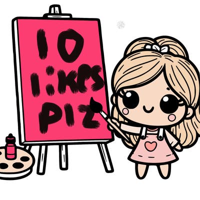 blank canvas with a girl painting on it