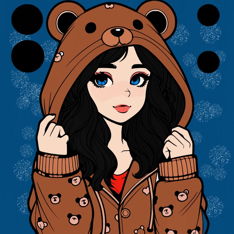 realistic girl in a animal pjs hoodie