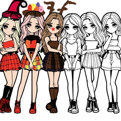 a group of girls realistic