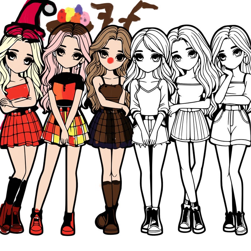 a group of girls realistic