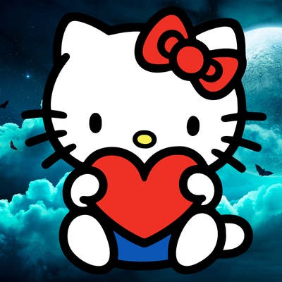 hello kitty holding a heart