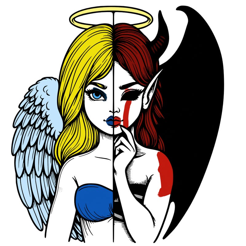 realistic angel half demon