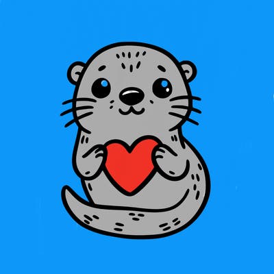 otter with a heart