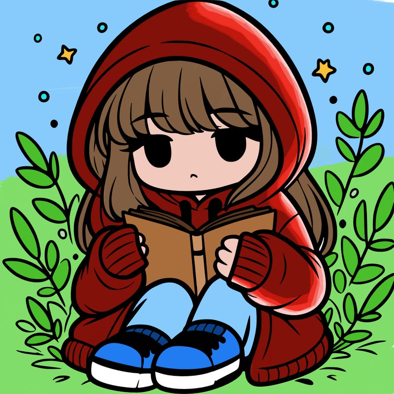 girl in oversized hoodie reading a book