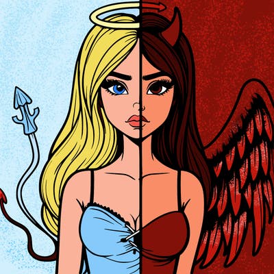 devil vs angel realistic girl