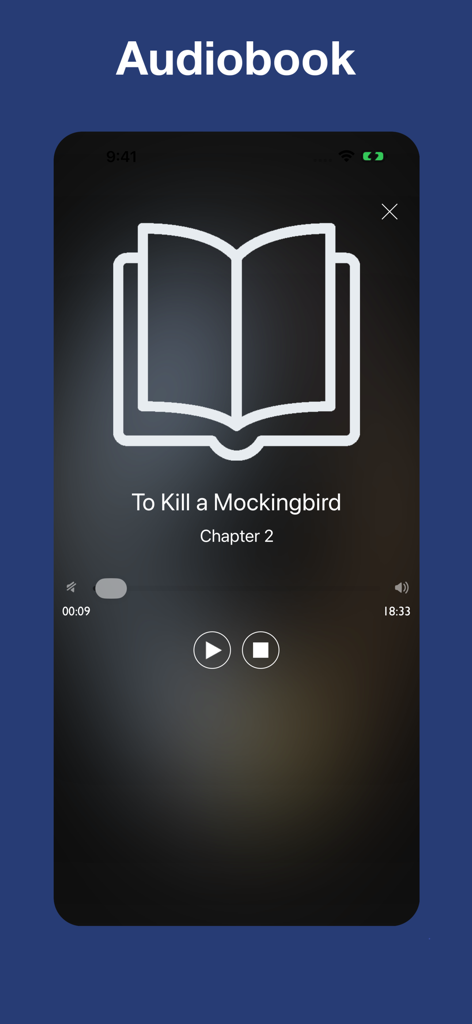 To Kill a Mockingbird - notes - Audiobook player interface in the To Kill a Mockingbird notes app showing chapter playback controls.