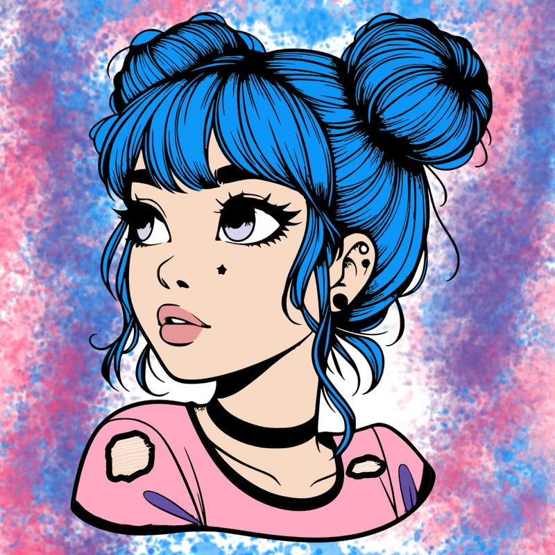 realistic girl with spacebuns