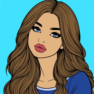 realistic girl with hair on her hair and lips