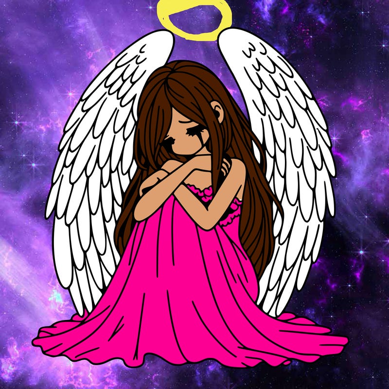 ethereal girl in grief, lonely and heartbroken