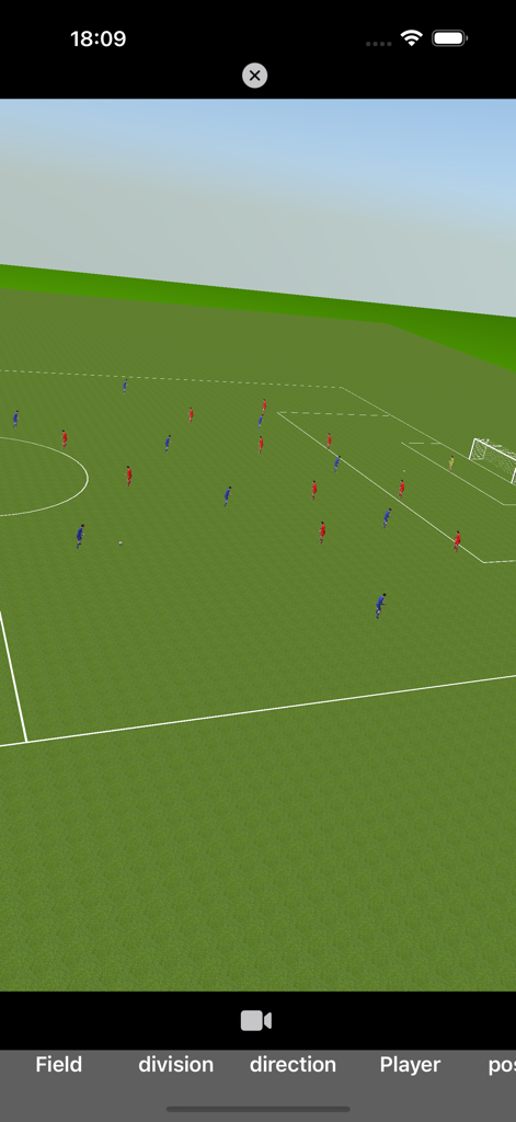 Tacbo -Tactical Board - 3D soccer field view with player icons for tactical planning in Tacbo app