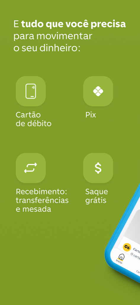 C6 Yellow - Overview of C6 Yellow app features including debit card Pix transfers and free withdrawals