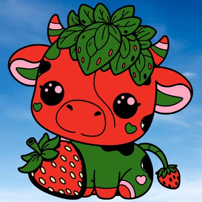 cute strawberry cow