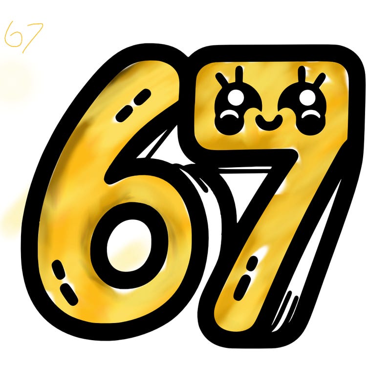the numbers 67