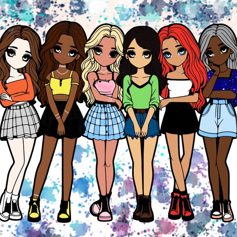 a group of girls realistic