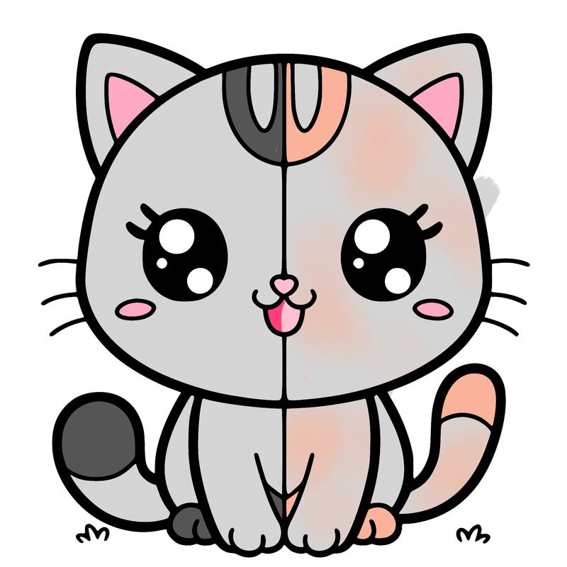 a cute cat, split
