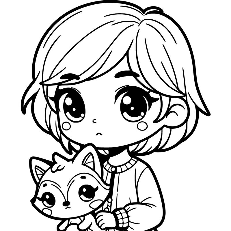 short haired girl with a small fox plushie in her hand