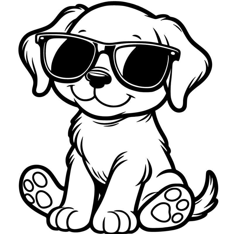 a puppy wearing sunglasses