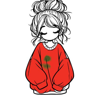 girl with baggy sweatshirt and messy bun