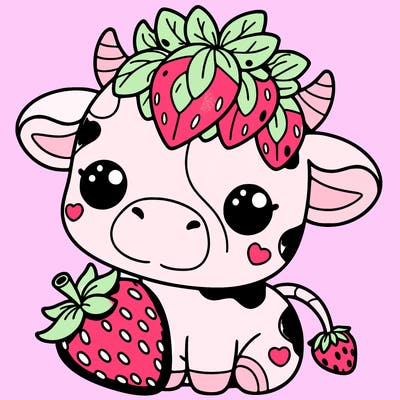 cute strawberry cow