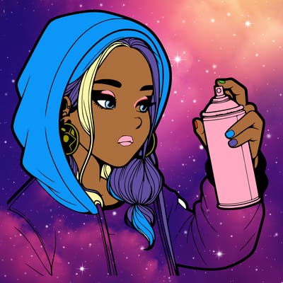 a realistic girl, spray painting