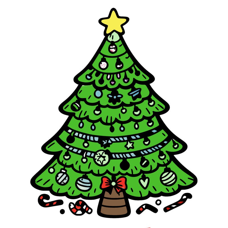 christmas tree with lots of details