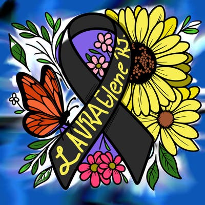 cancer awareness symbol with flowers and butterflies