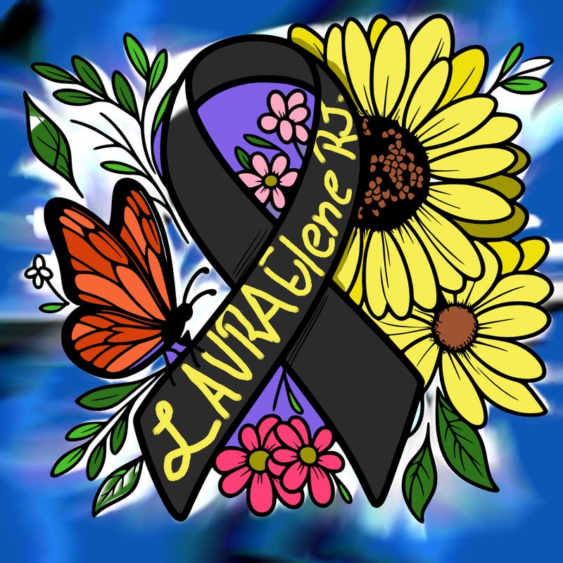 cancer awareness symbol with flowers and butterflies
