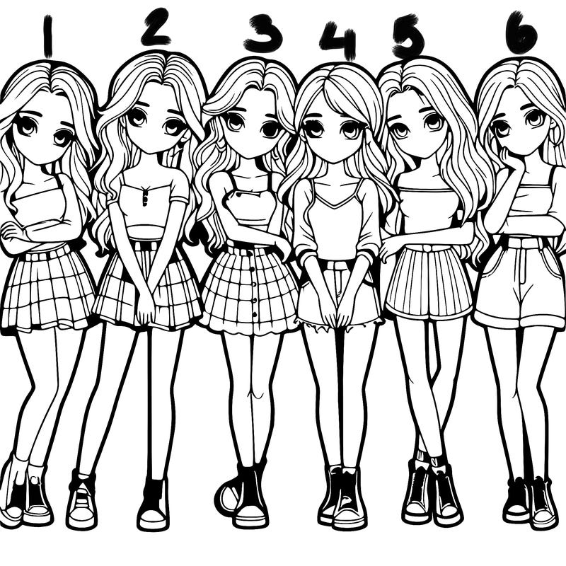 a group of girls realistic