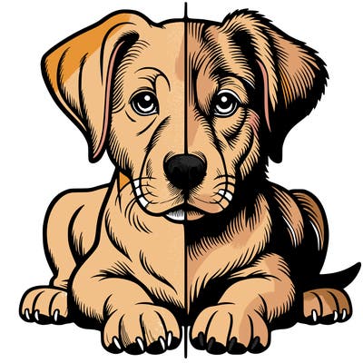realistic dog split picture