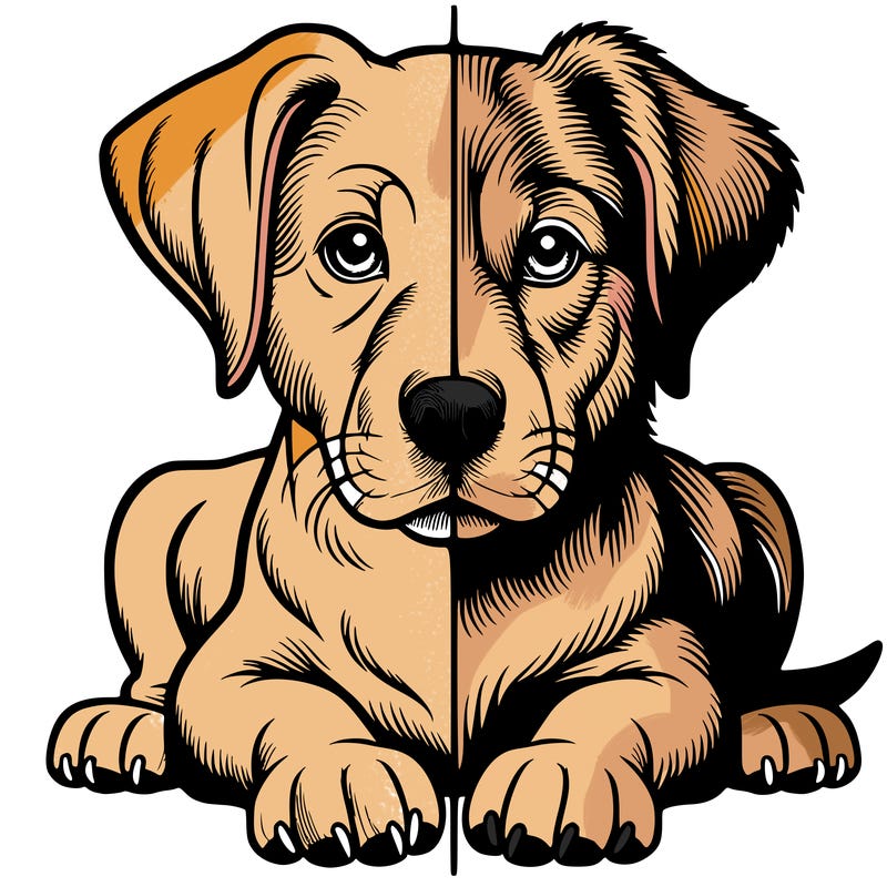 realistic dog split picture
