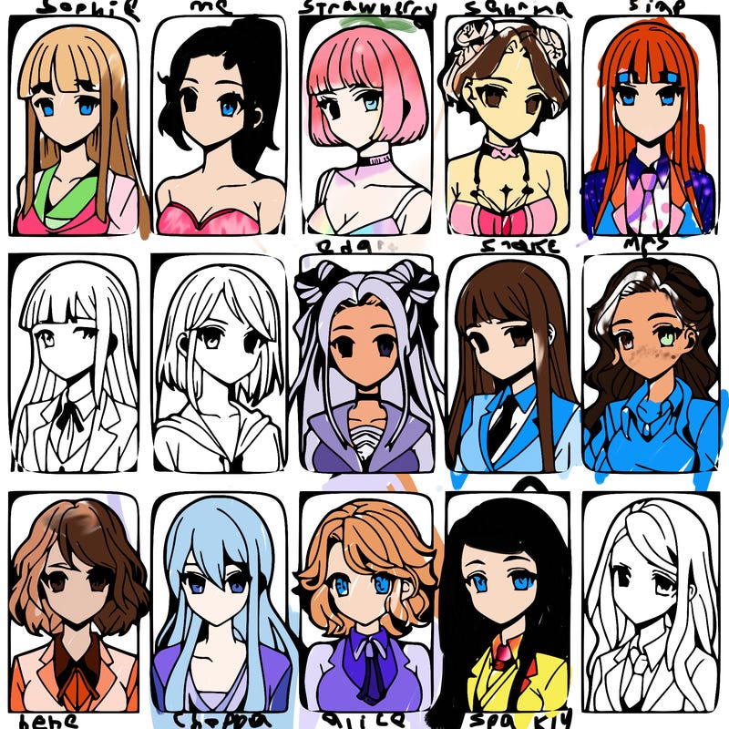 girls that look diffrent anime