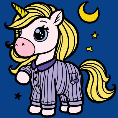 unicorn dressed in pajamas