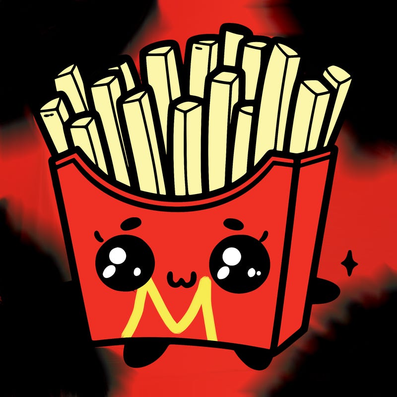 a cute. french fries