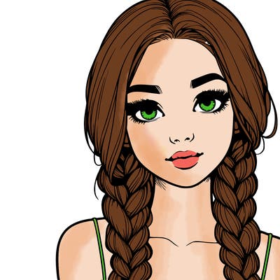 realistic girl with braids