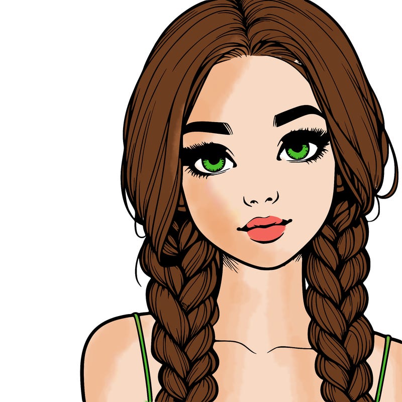 realistic girl with braids