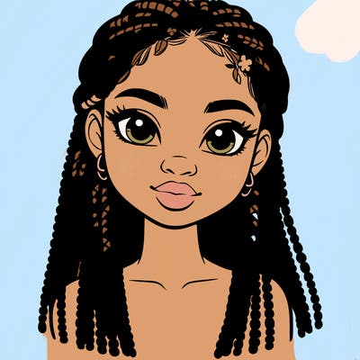 a realistic black girl with braids