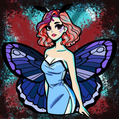 woman with moth wings