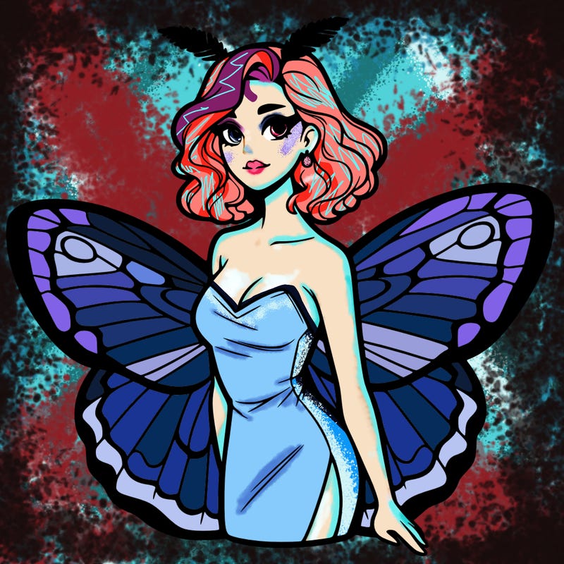 woman with moth wings