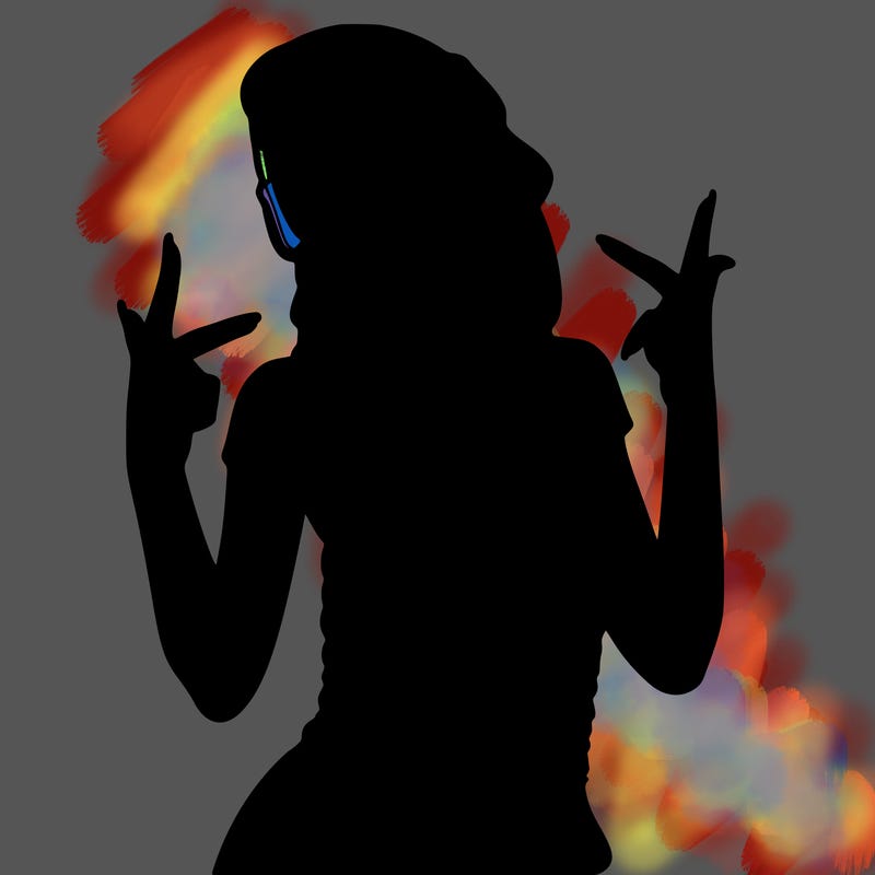 realistic teenage girl with braids and a beanie and crop top doing 🫶🏼