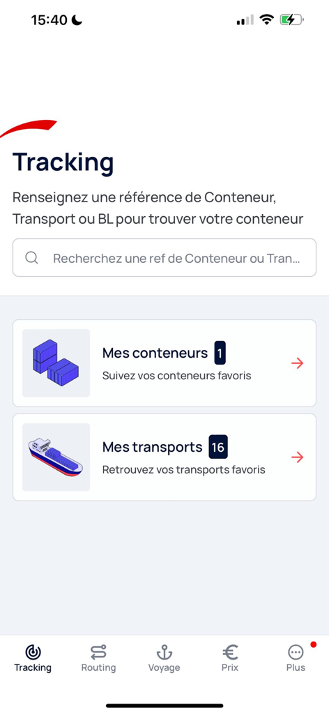 CMA CGM app tracking interface for container and shipment monitoring