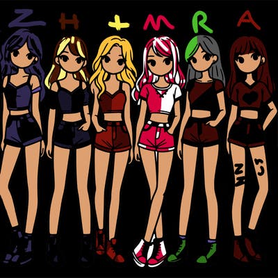 a group of girls wearing crop tops and shorts