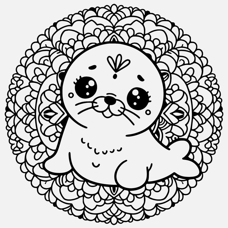 a cute baby seal mandala