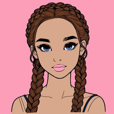 realistic girl with braids
