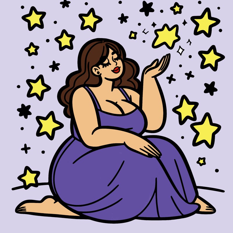 plus size woman looking at stars