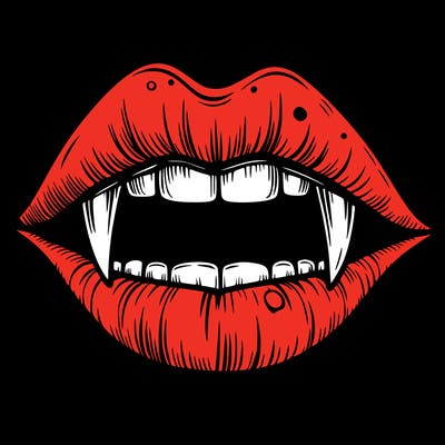 lips with vampire teeth